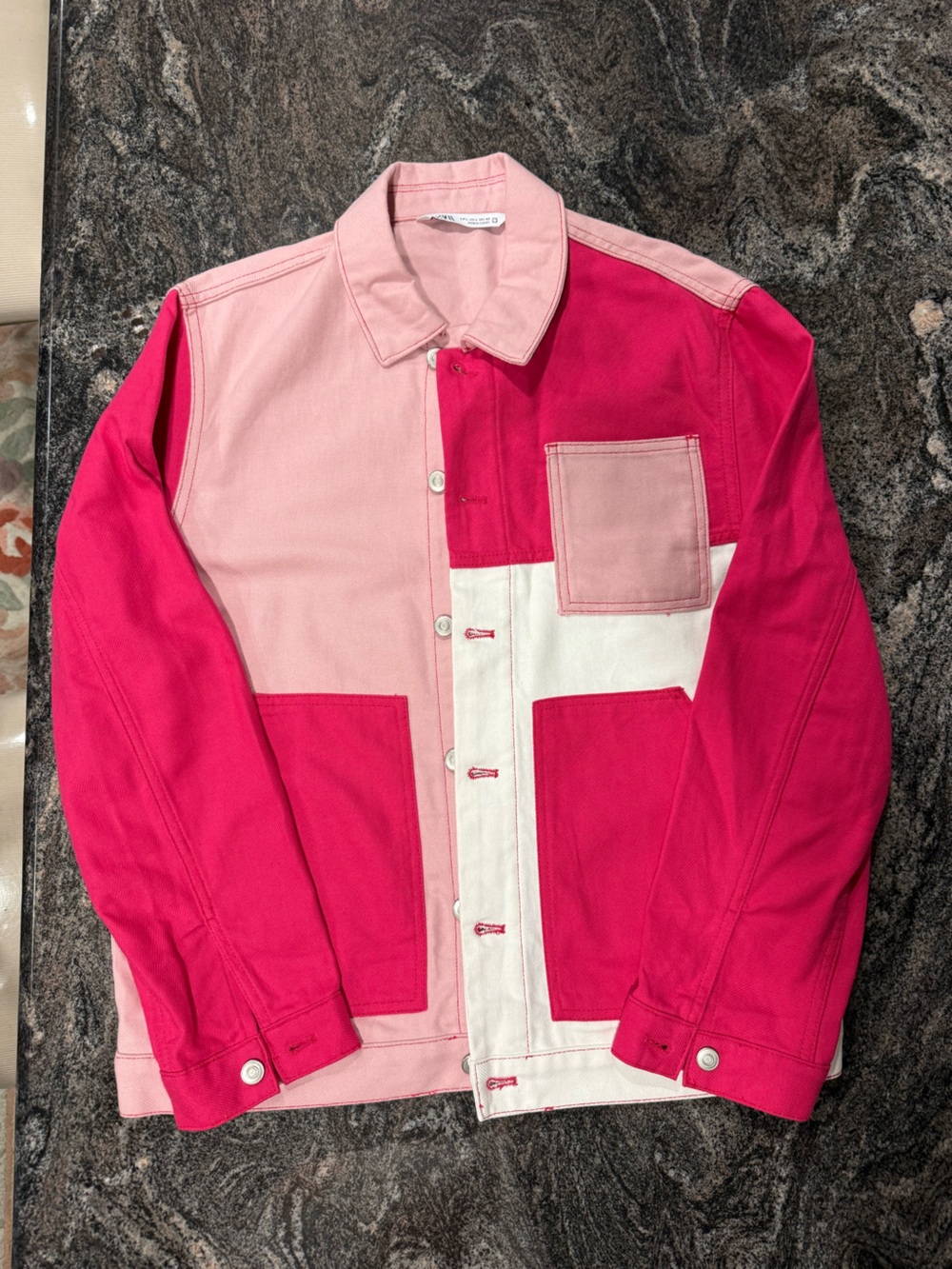 ZARA Colour Block Pink & Fuchsia Men's Jacket